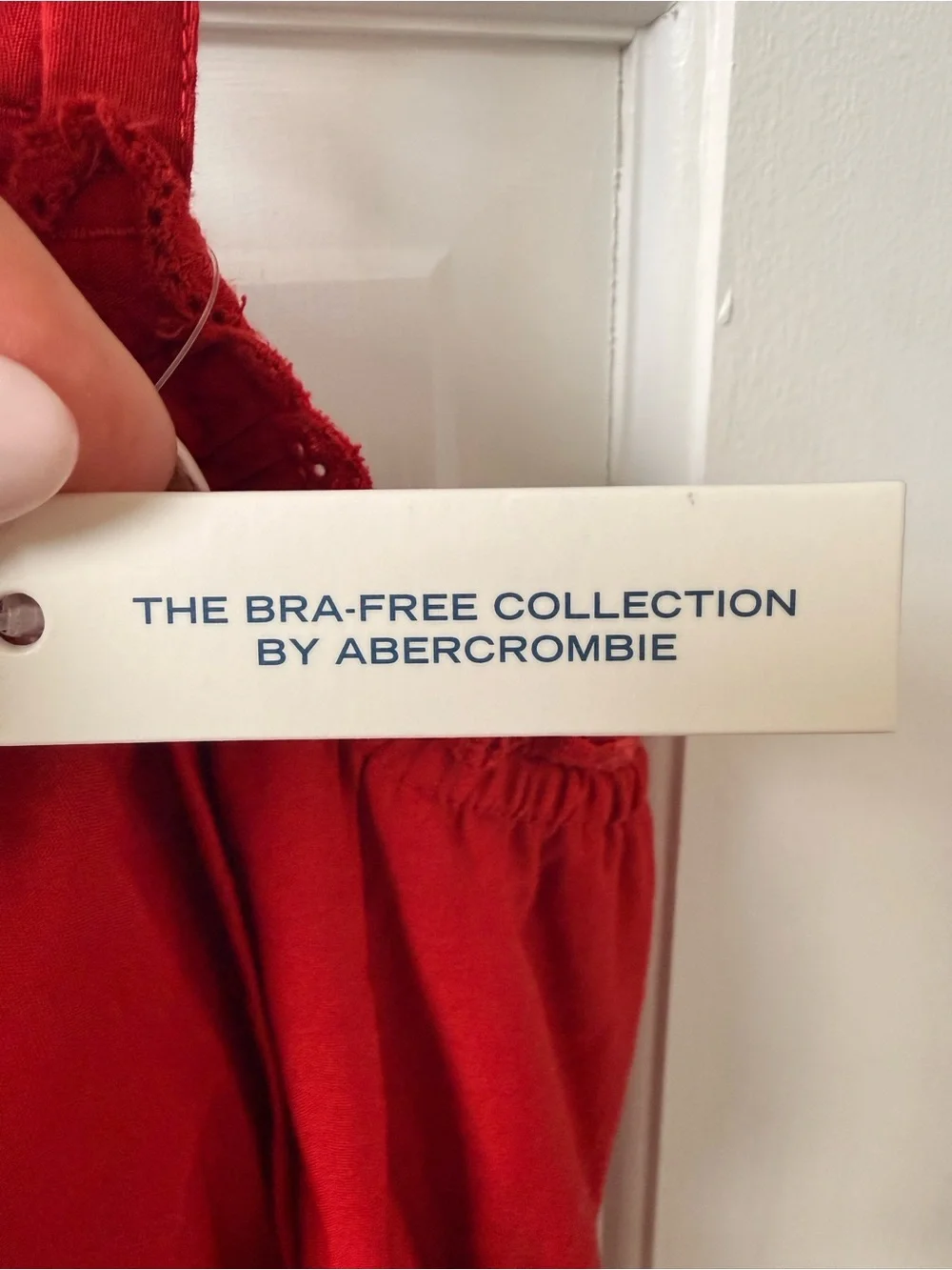 Abercrombie & Fitch Tall Red Smocked Maxi Dress with Spaghetti Straps
